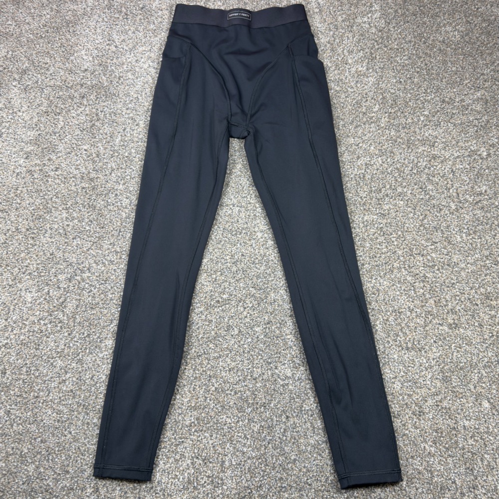 Savage X Fenty Womens Black High Waisted Athletic Leggings Pockets Size Medium